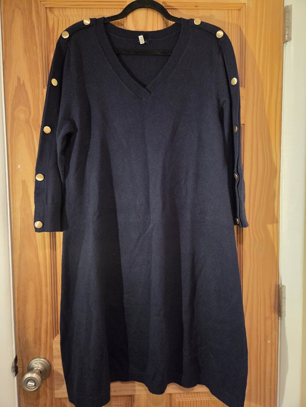 Talbots Navy Button Detail Sweater Vest xl v Neck Preppy Maritime